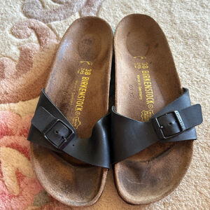 Birkenstock Womens Black Madrid One Strap Slip On Slides Sandals Size 38 W 7 M 5